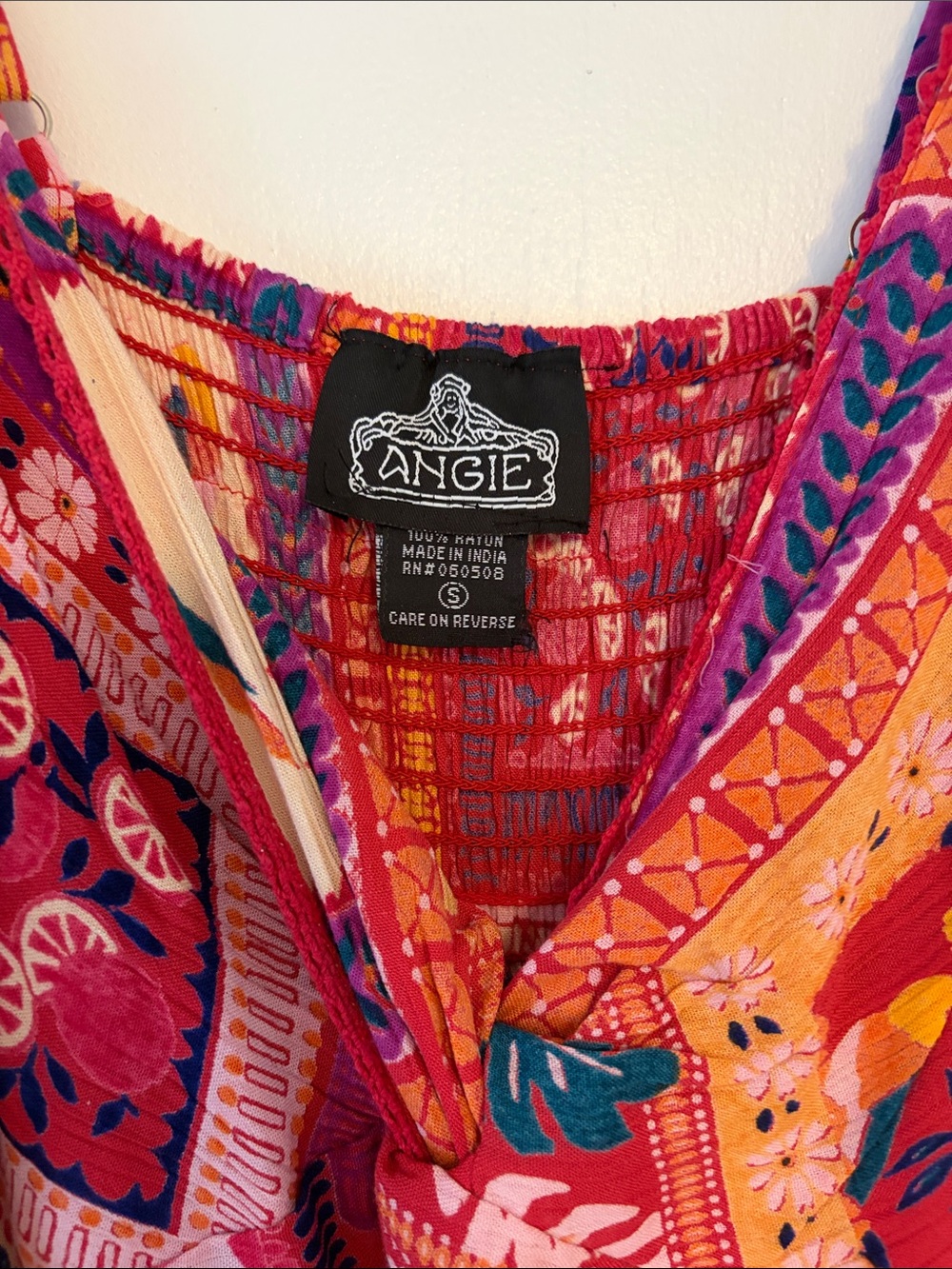 NWOT Angie Red Patchwork Boho Maxi Dress - Picture 3 of 6